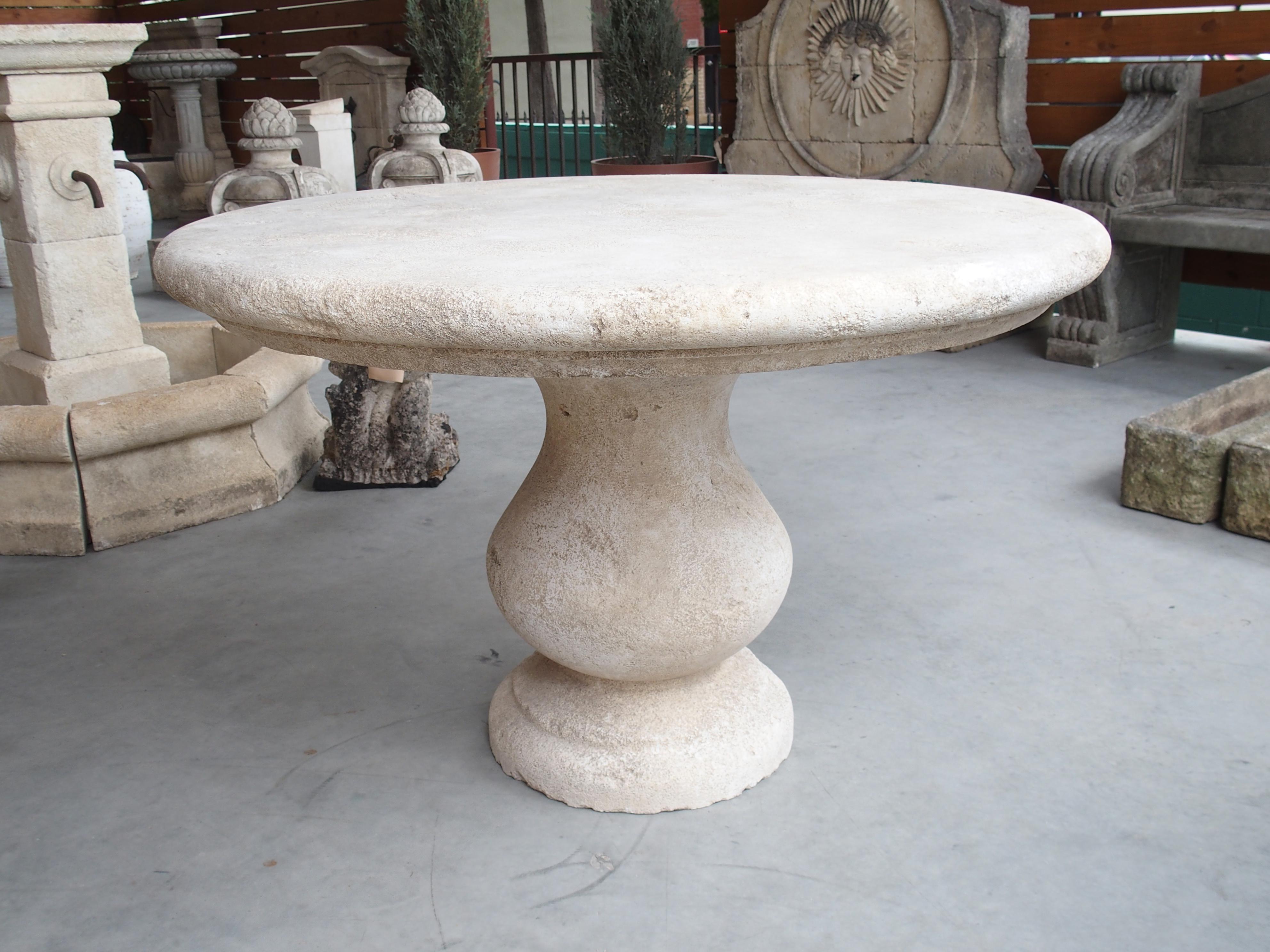 Carved Round Limestone Baluster Table from Provence, France For Sale 1