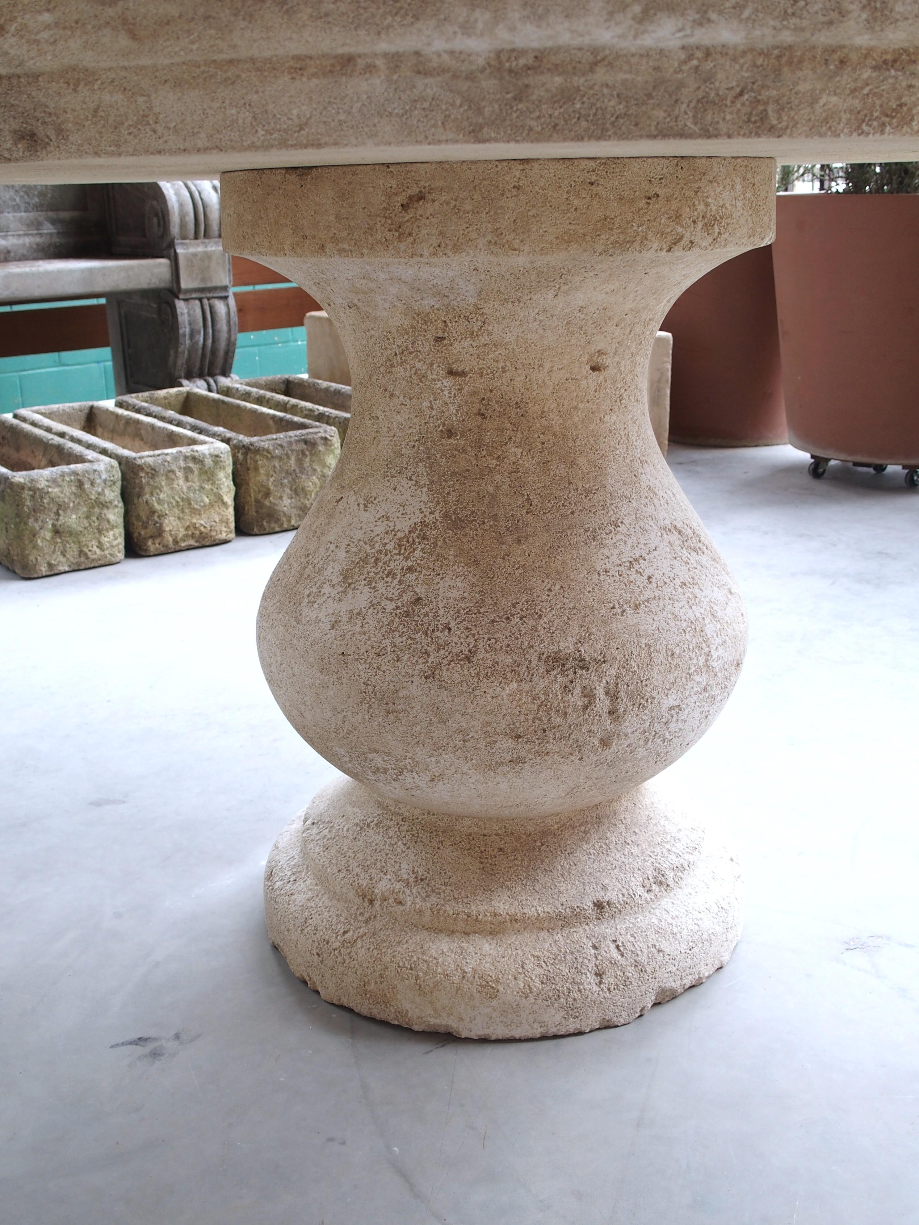 Carved Round Limestone Baluster Table from Provence, France For Sale 2