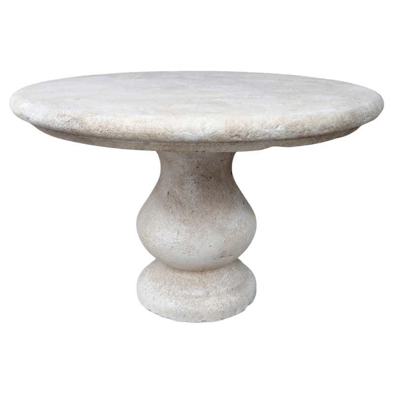 Richly Carved Roman Style Gray and White Limestone Table from Northern ...