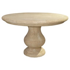 Carved Round Limestone Table from Provence, France