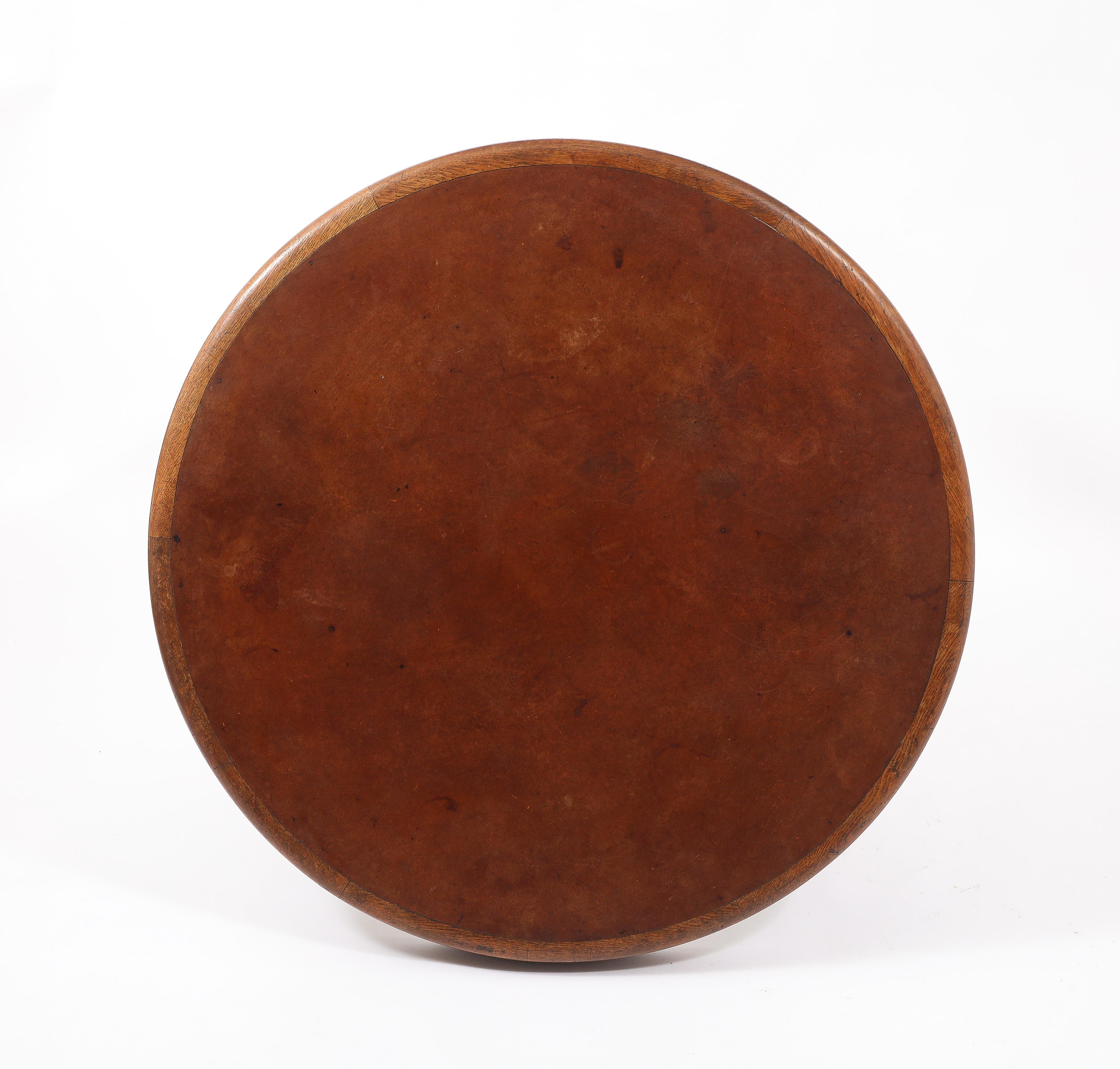 Carved Round Oak Center Table, France 1950's For Sale 8