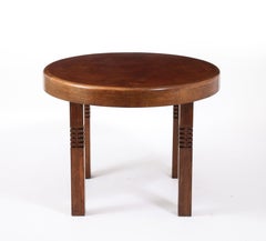 Carved Round Oak Center Table, France 1950's