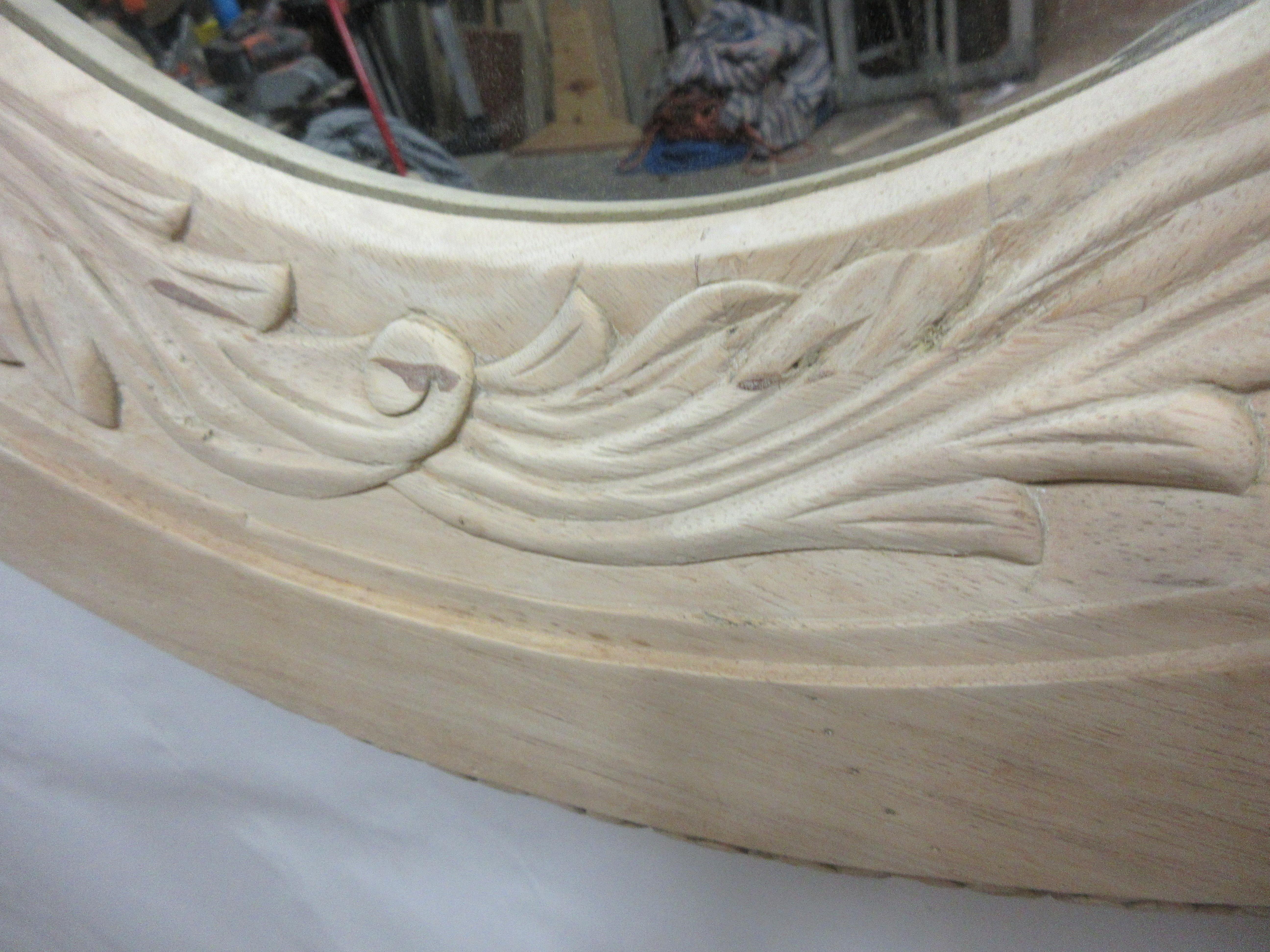 Carved Round Wall Mirror For Sale 1