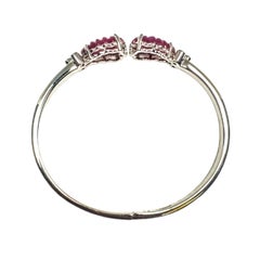 Carved Ruby White Gold Bangle Bracelet