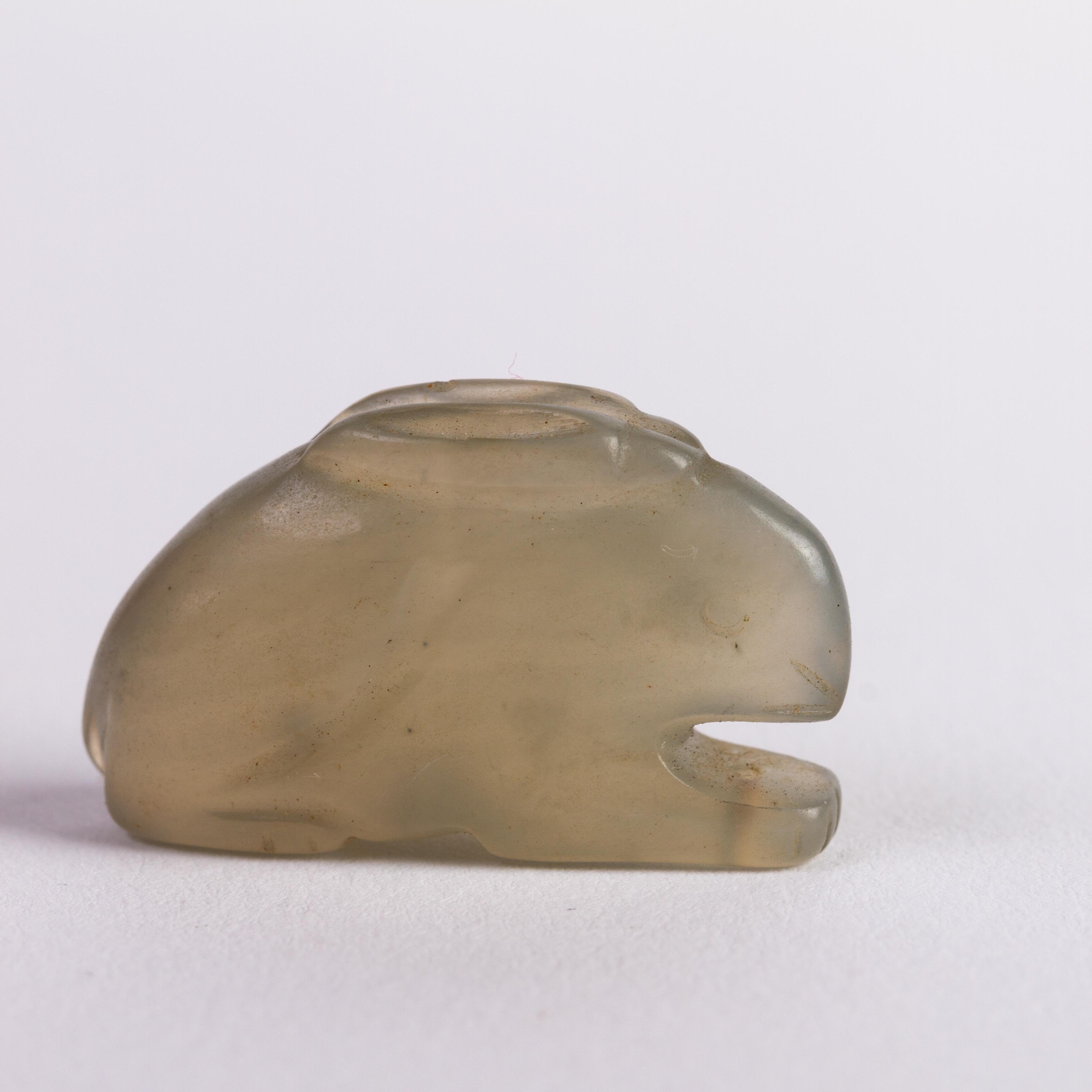 Carved Russian Rock Crystal Rabbit Faberge Style In Good Condition For Sale In Nottingham, GB