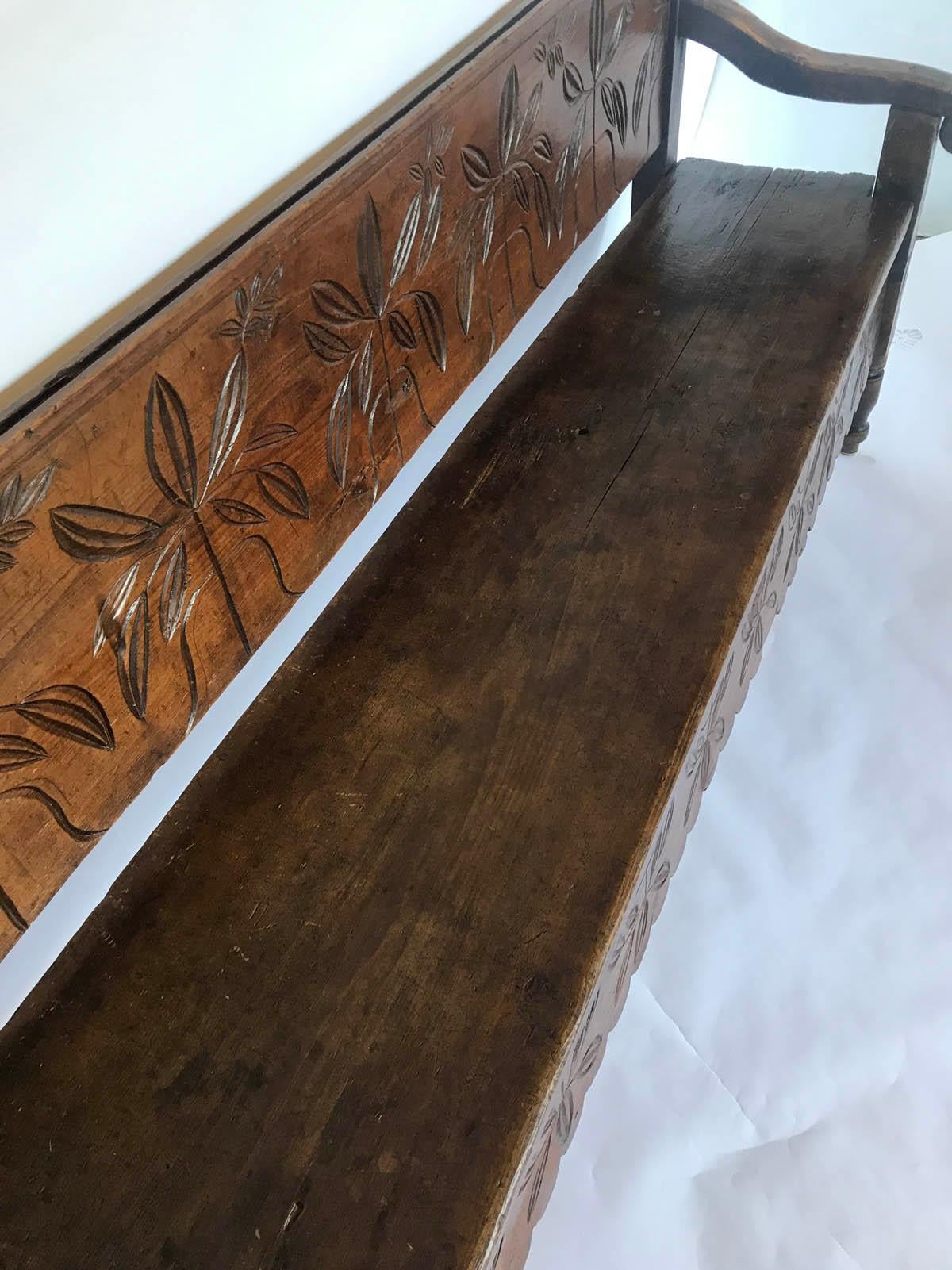 20th Century Carved Rustic Guatemalan Bench