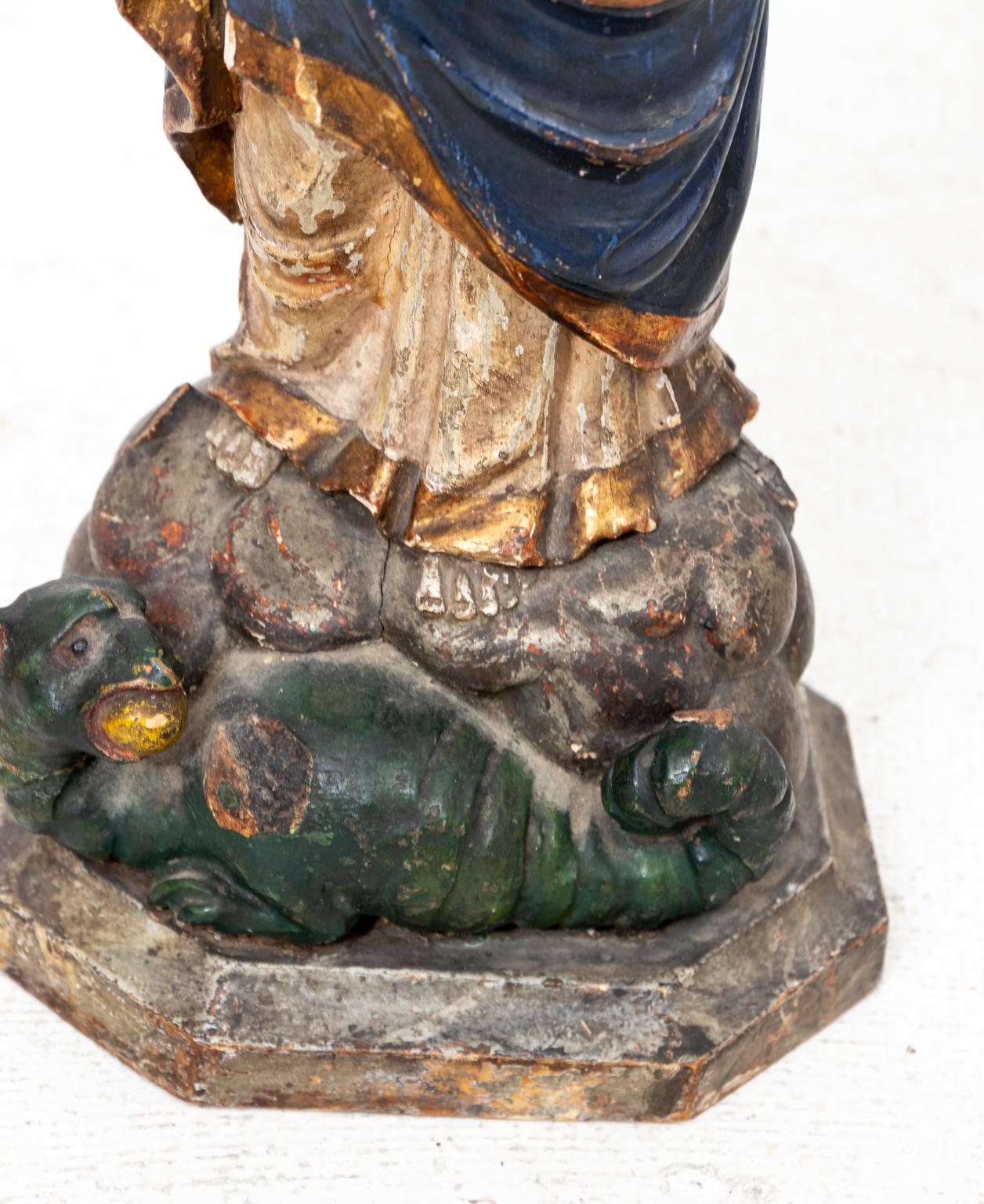 Carved Saint Margaret of Antioch Statue For Sale at 1stDibs | st ...