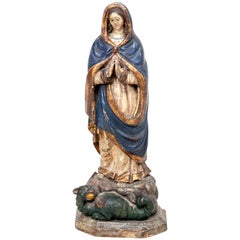 Carved Saint Margaret of Antioch Statue