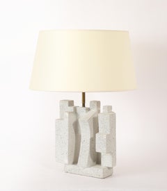Carved Sandstone Cubist Lamp, France 1960's