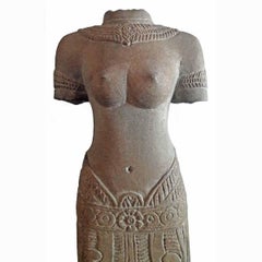 Carved Sandstone Female Sculpture from Thailand