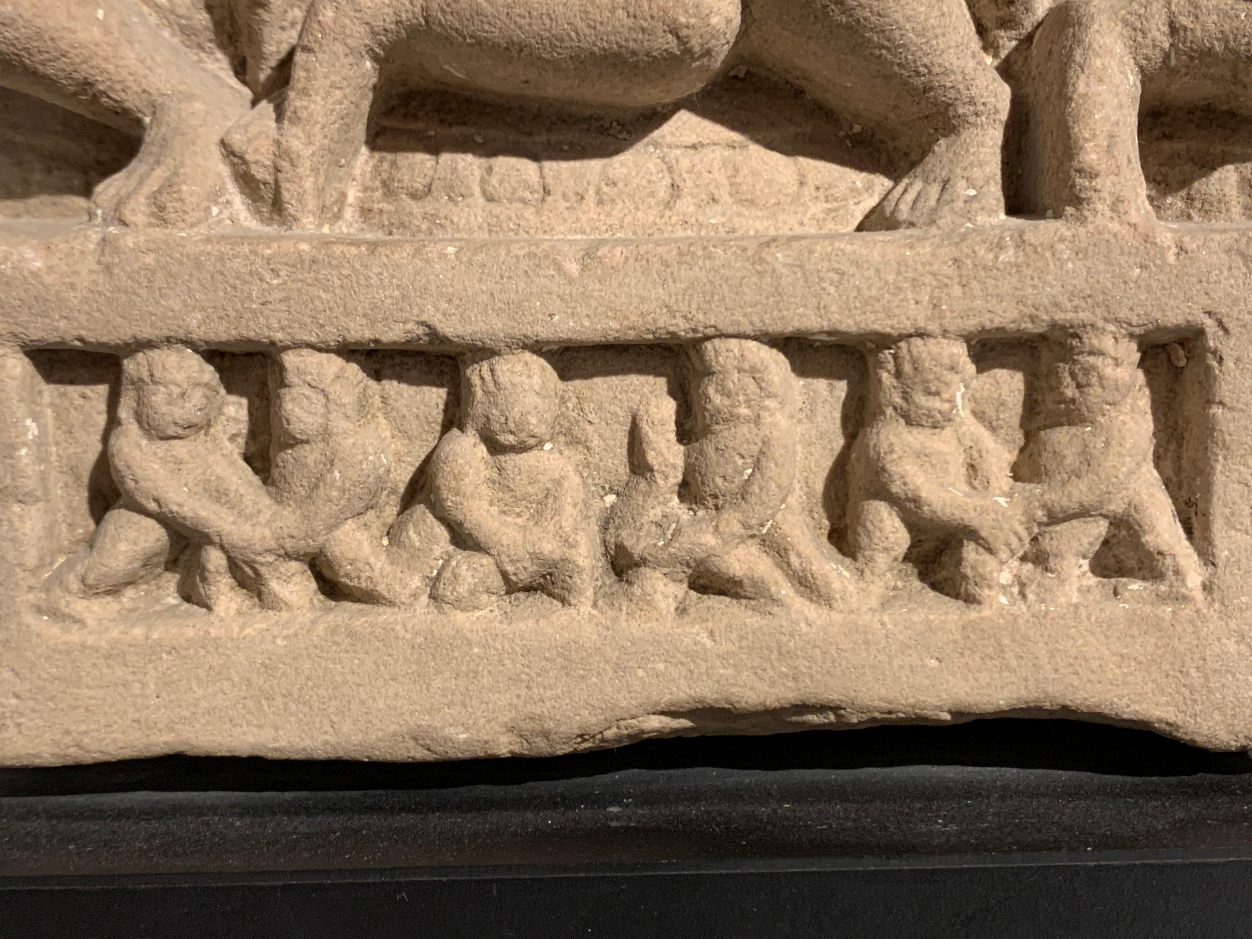 Carved Sandstone Jain Family Group, 6th-7th Century, Uttar Pradesh, India For Sale 2