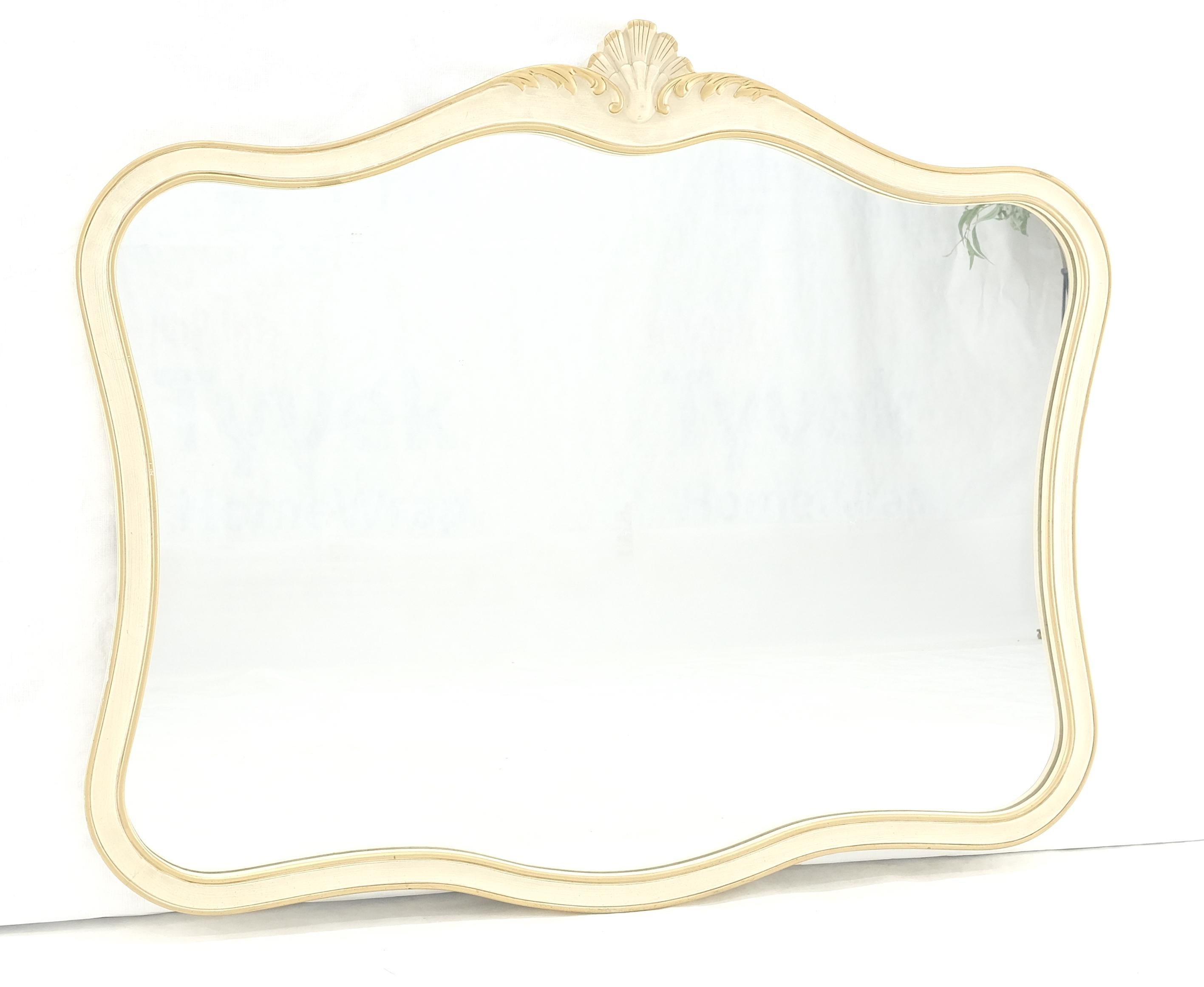 Carved Scallop Beige Gold Trip Country French Wall Mirror For Sale 5