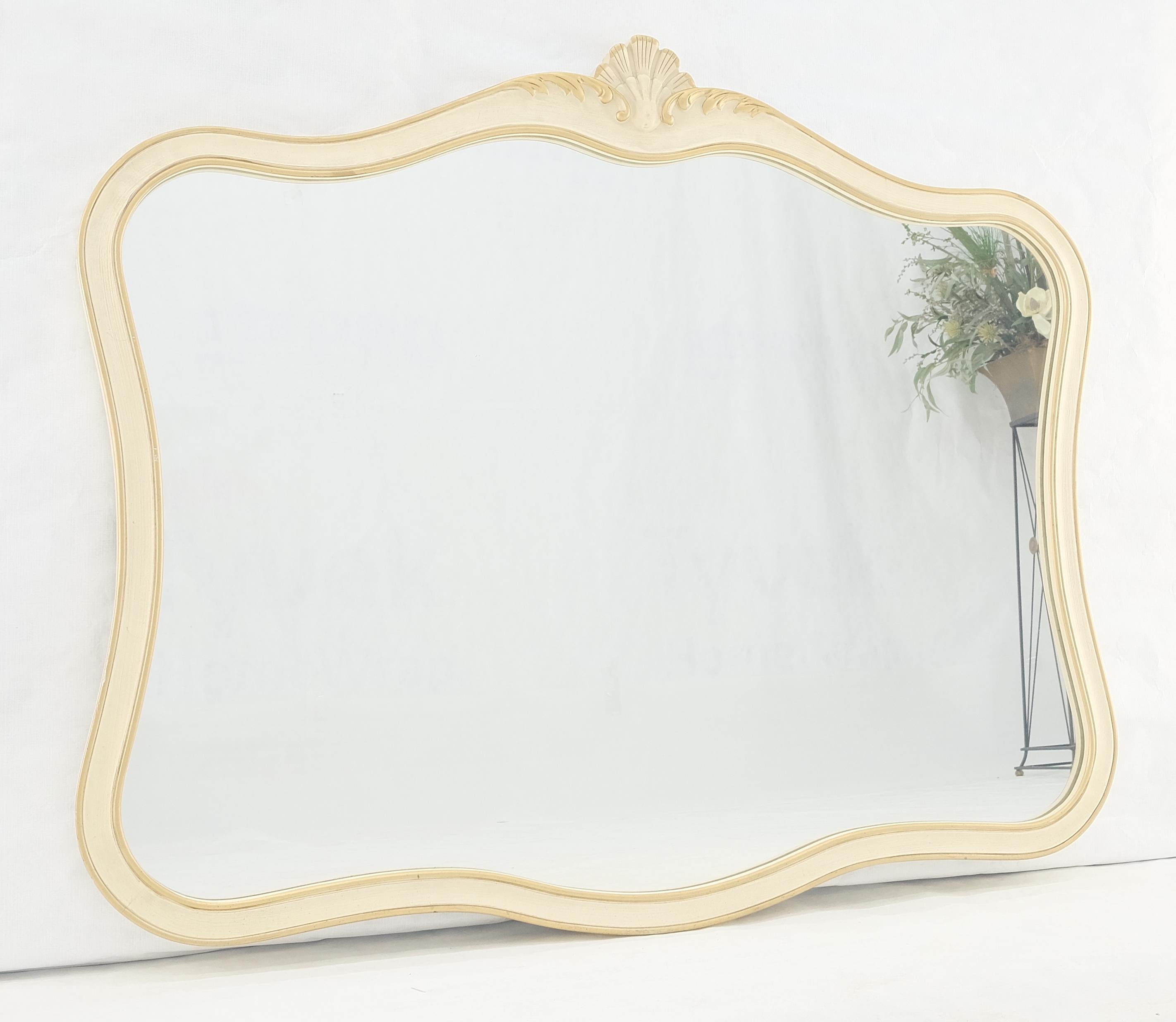 Carved Scallop Beige Gold Trip Country French Wall Mirror For Sale 6
