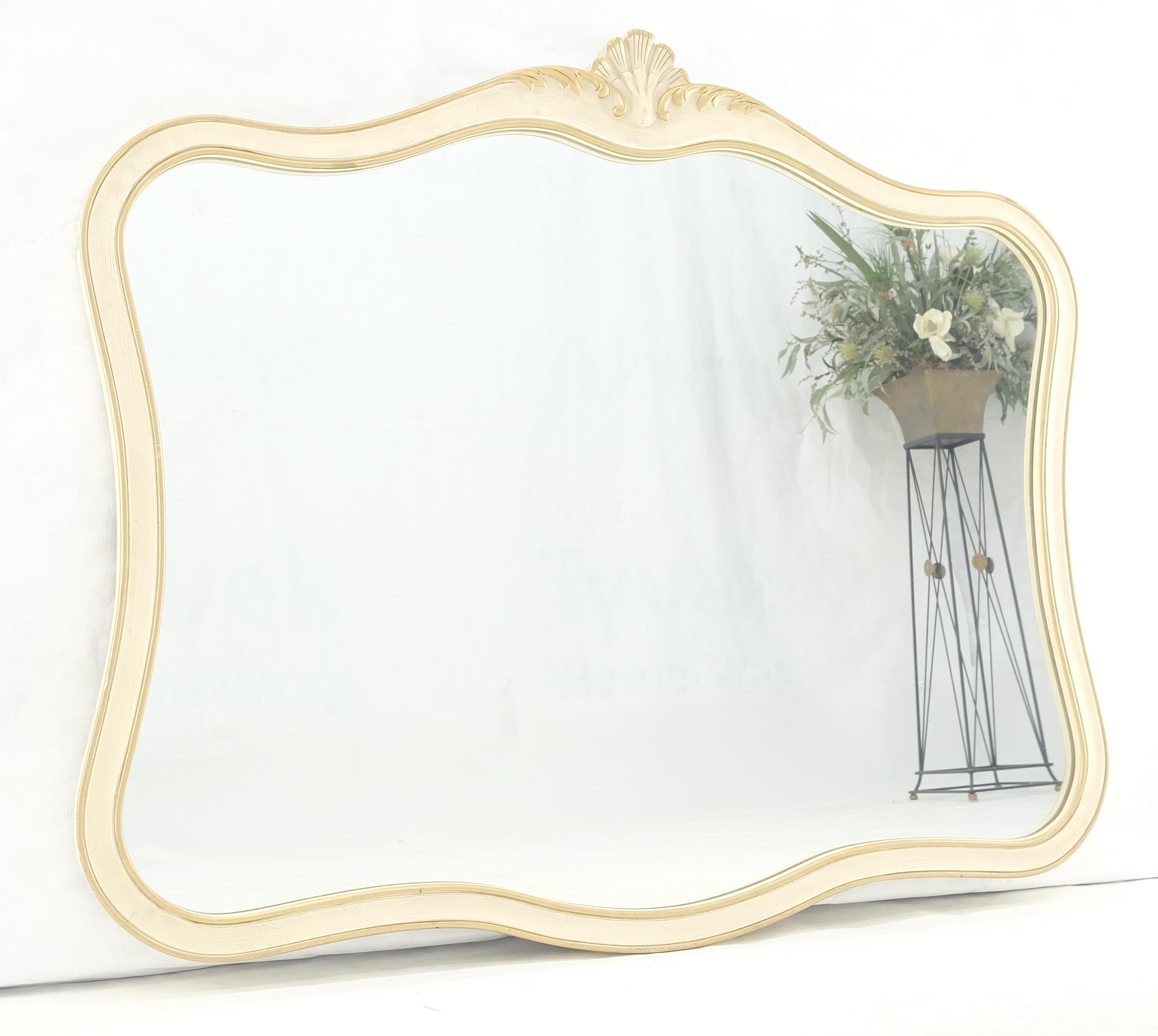 Carved Scallop Beige Gold Trip Country French Wall Mirror For Sale 7