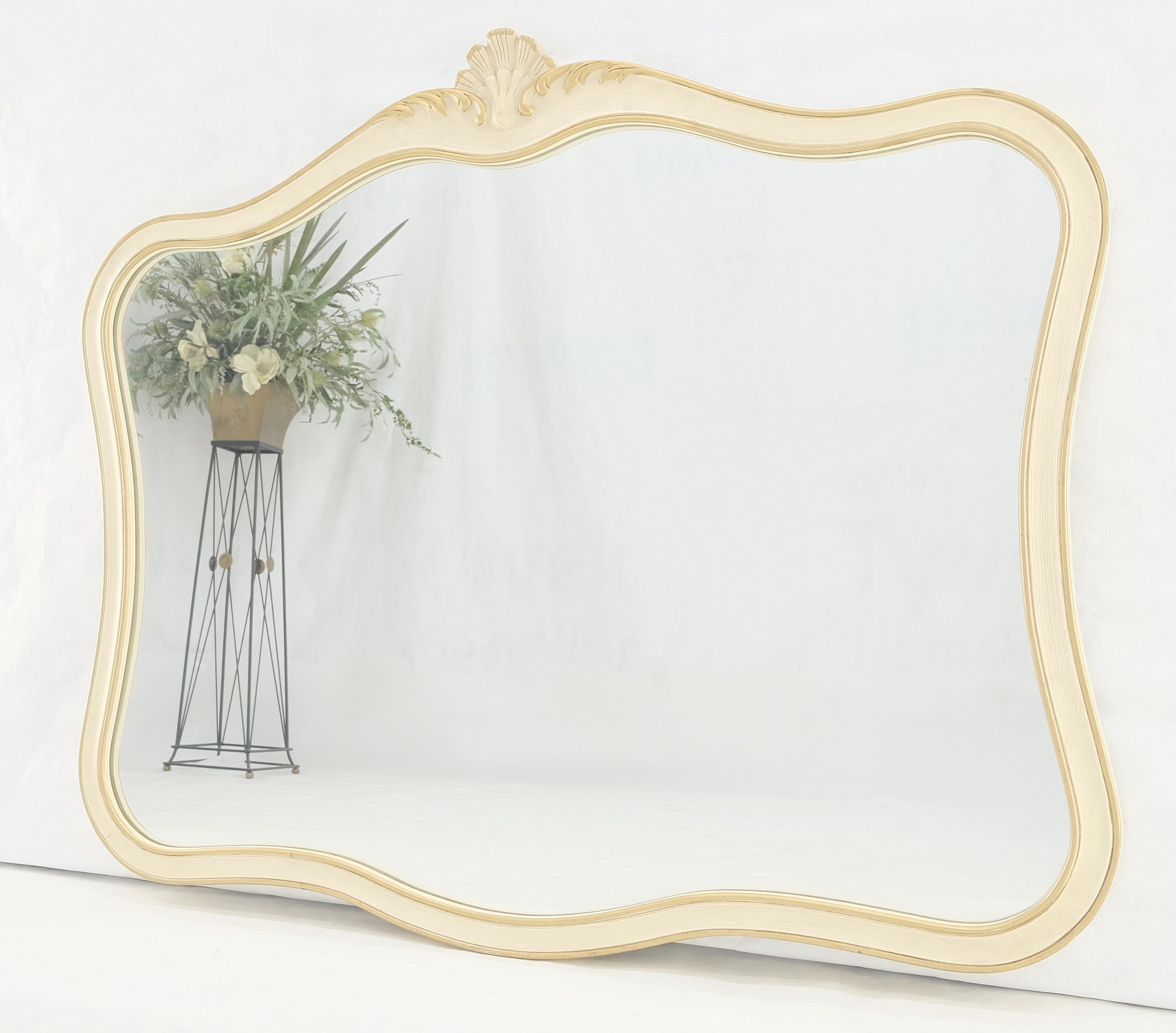 Carved Scallop Beige Gold Trip Country French Wall Mirror For Sale 8
