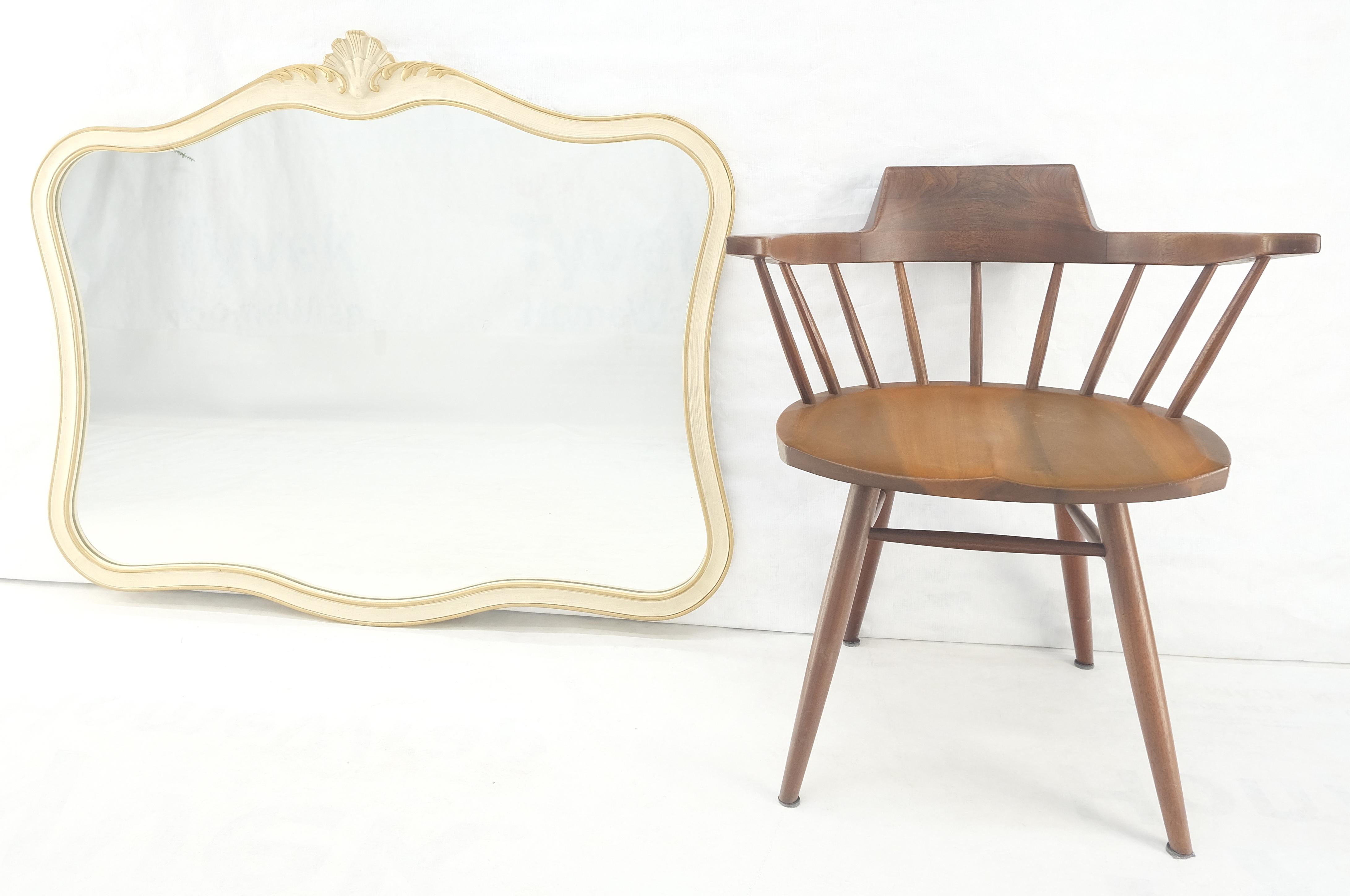 French Provincial Carved Scallop Beige Gold Trip Country French Wall Mirror For Sale