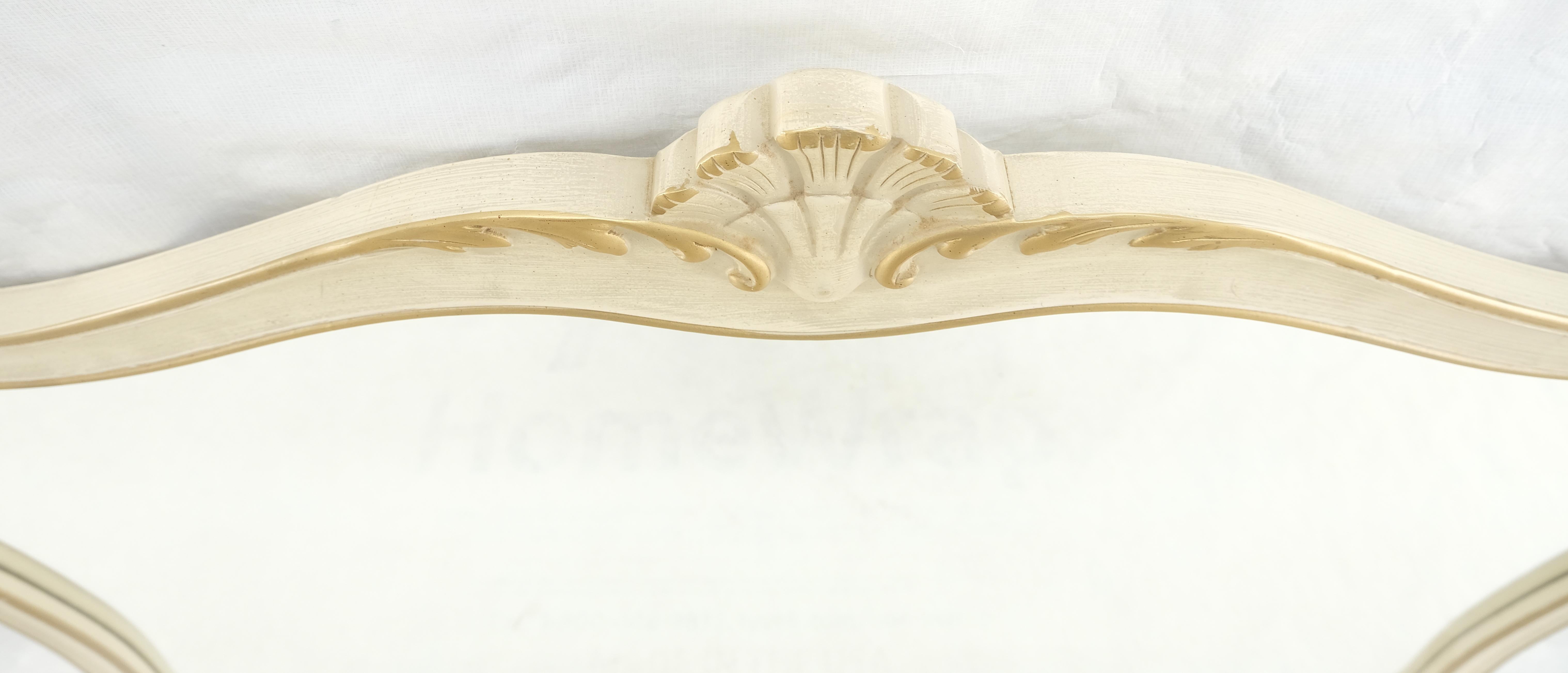 American Carved Scallop Beige Gold Trip Country French Wall Mirror For Sale