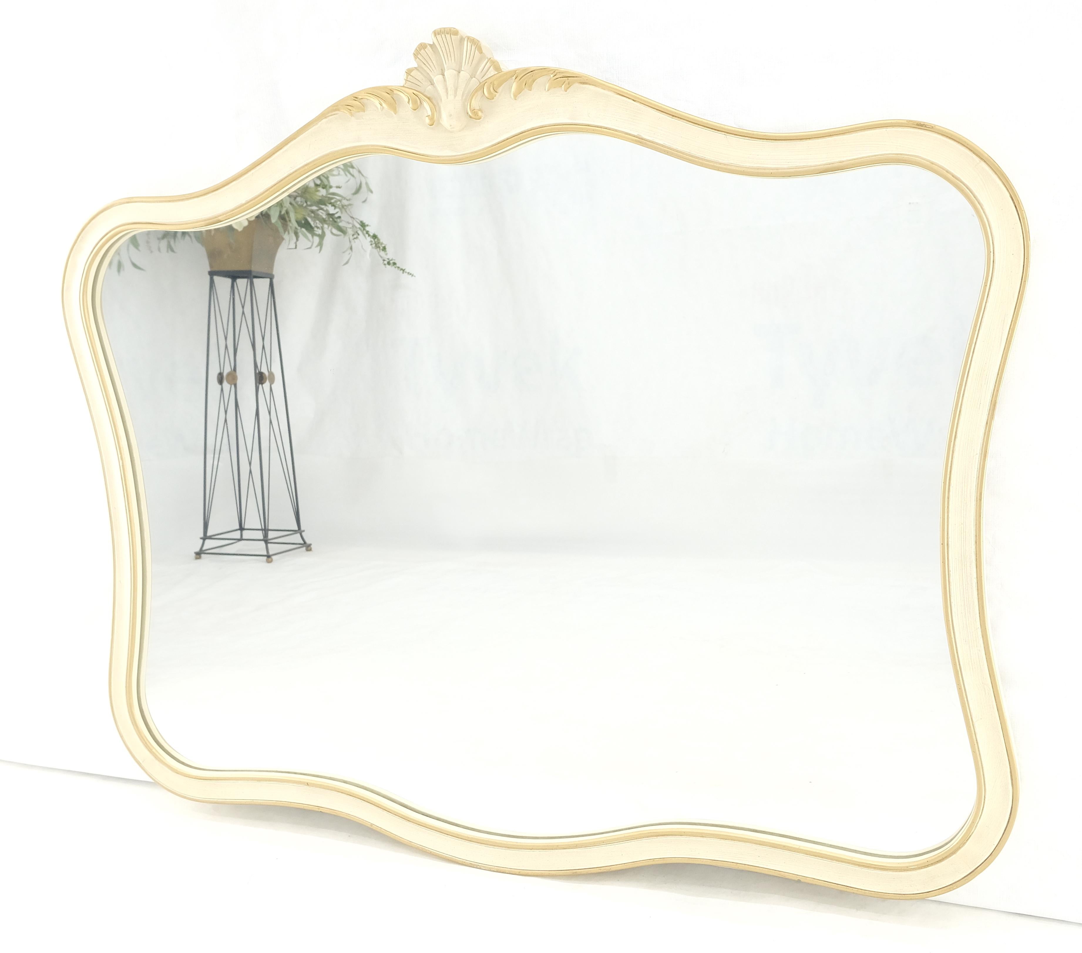 Carved Scallop Beige Gold Trip Country French Wall Mirror For Sale 1