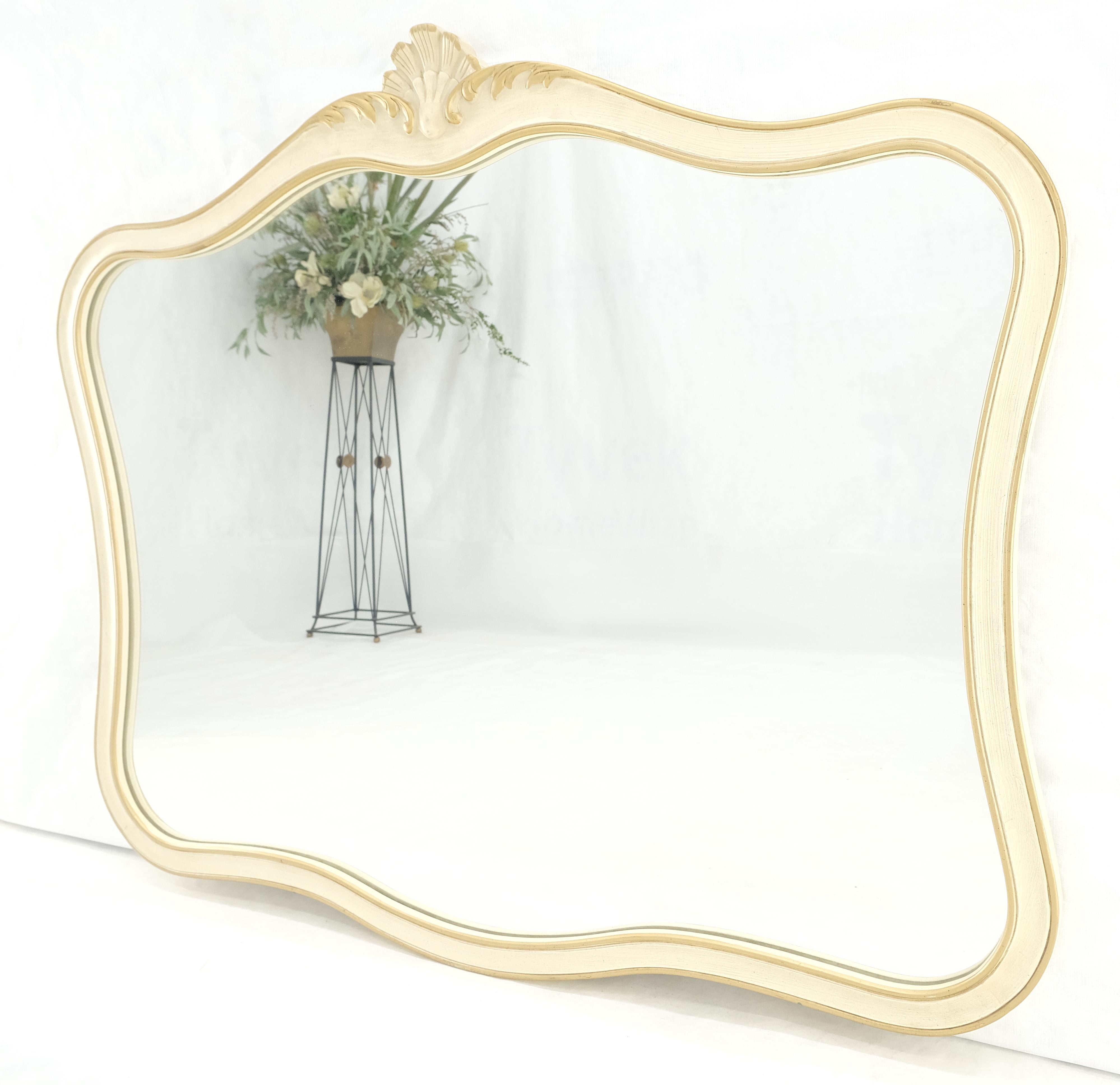 Carved Scallop Beige Gold Trip Country French Wall Mirror For Sale 2