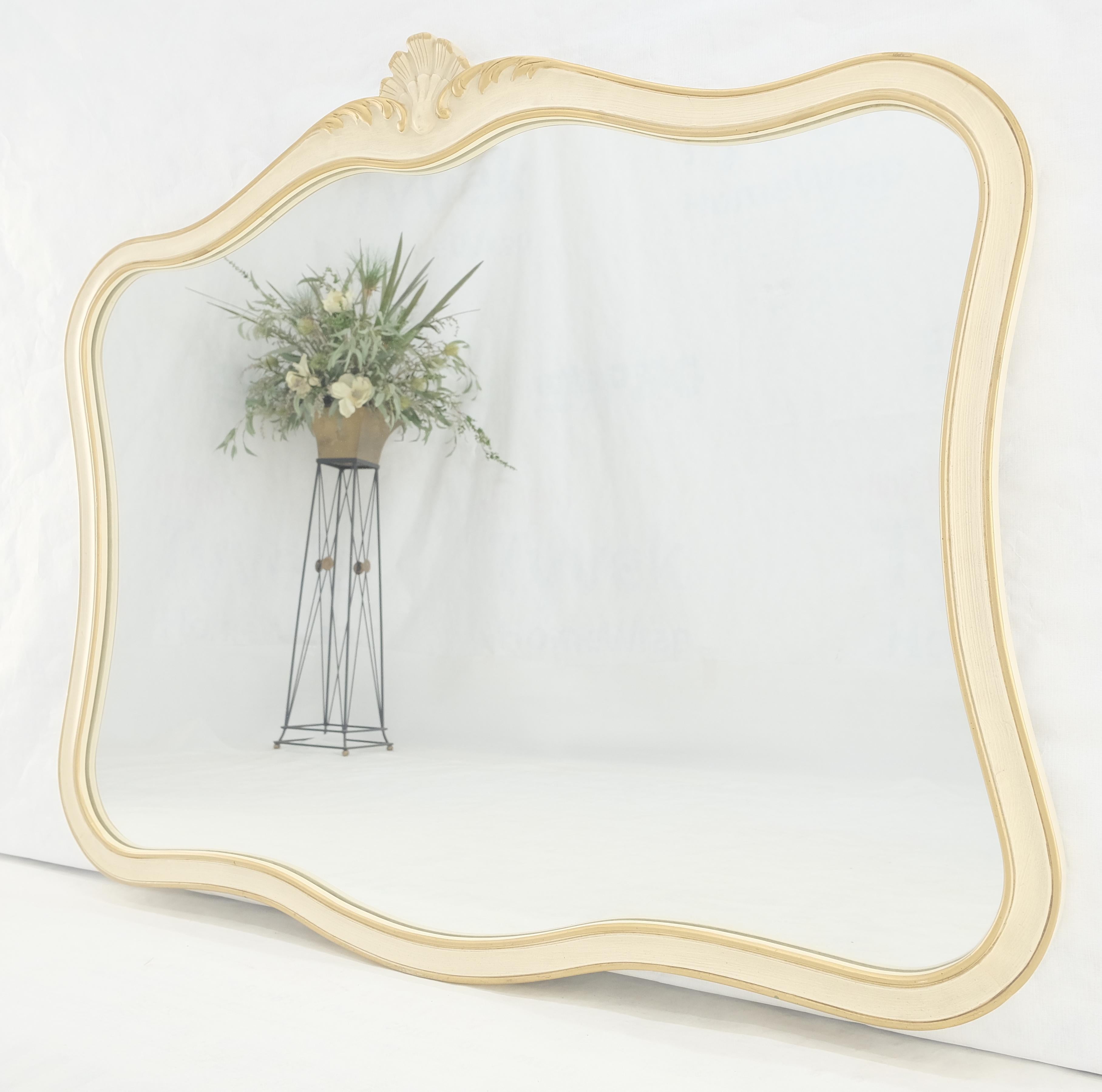 Carved Scallop Beige Gold Trip Country French Wall Mirror For Sale 3