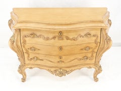 Carved Scrolls Decorated Painted French Bombay Style 3 Drawers Console Dresser