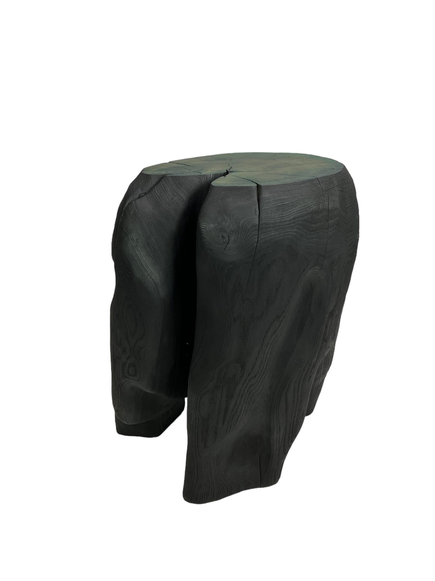 Organic Modern Carved sculptural wooden stool or table 