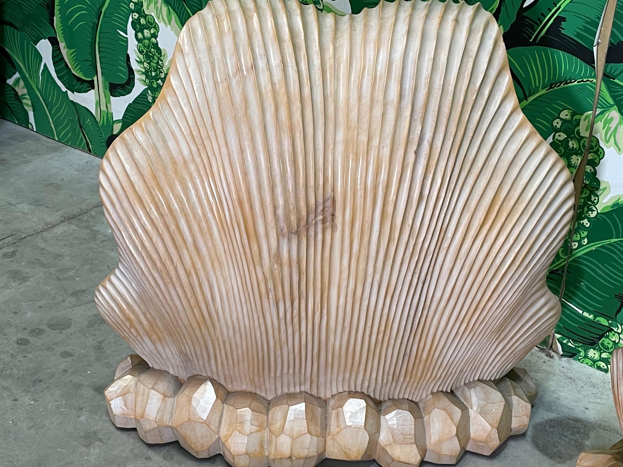 Carved Sea Shell Double Base Dining Table Attributed to Serge Roche 1