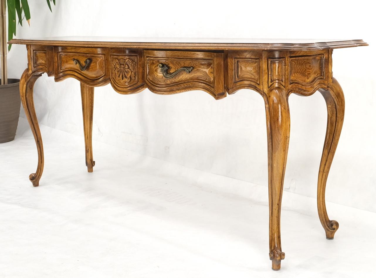 Carved Serpentine Front 2 Drawers Cabriole Leg Console Sofa Entry Table  For Sale 5