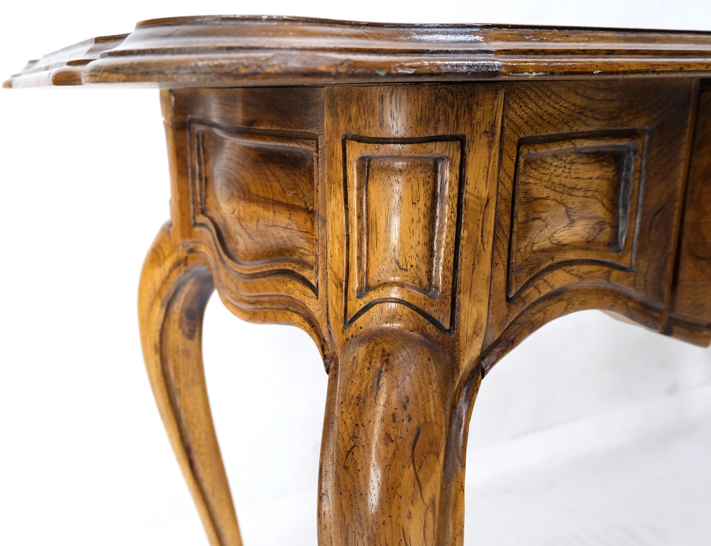 Lacquered Carved Serpentine Front 2 Drawers Cabriole Leg Console Sofa Entry Table  For Sale
