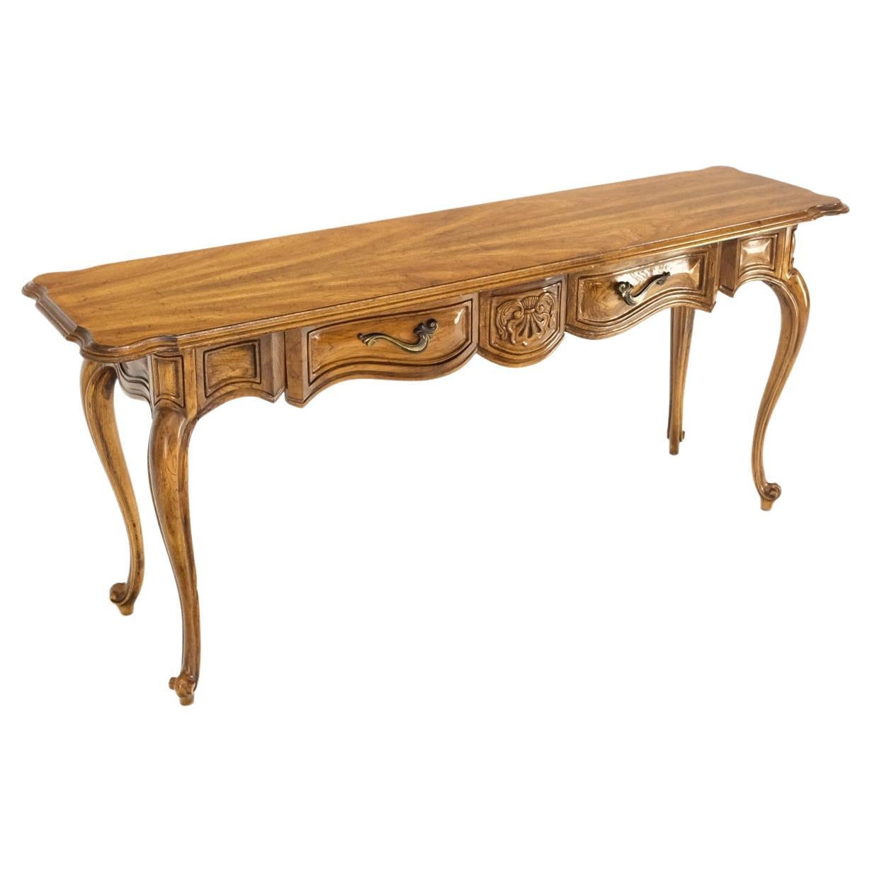Carved Serpentine Front 2 Drawers Cabriole Leg Console Sofa Entry Table 