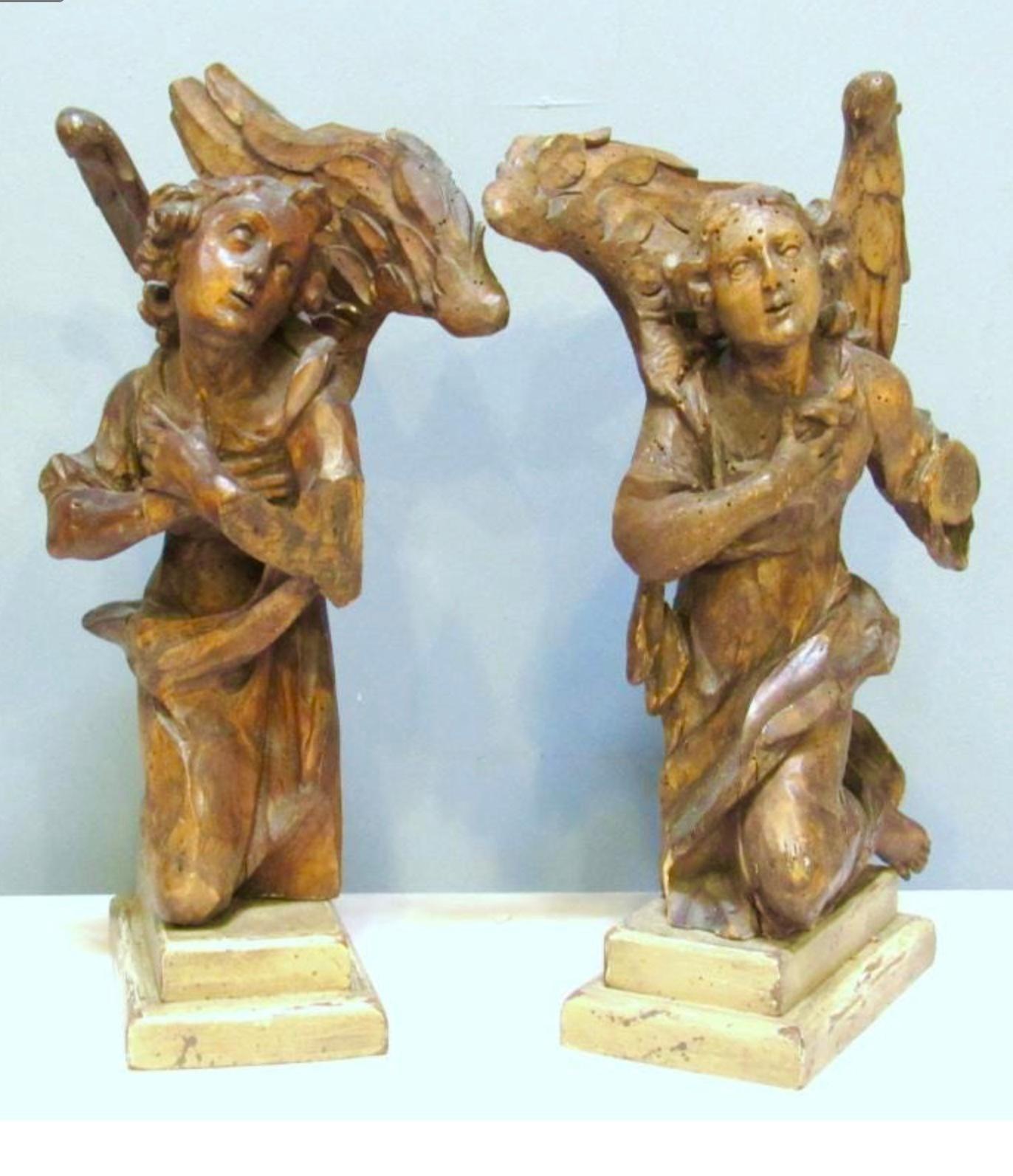 Carved Set of Walnut Archangels Figures Venetian School 3