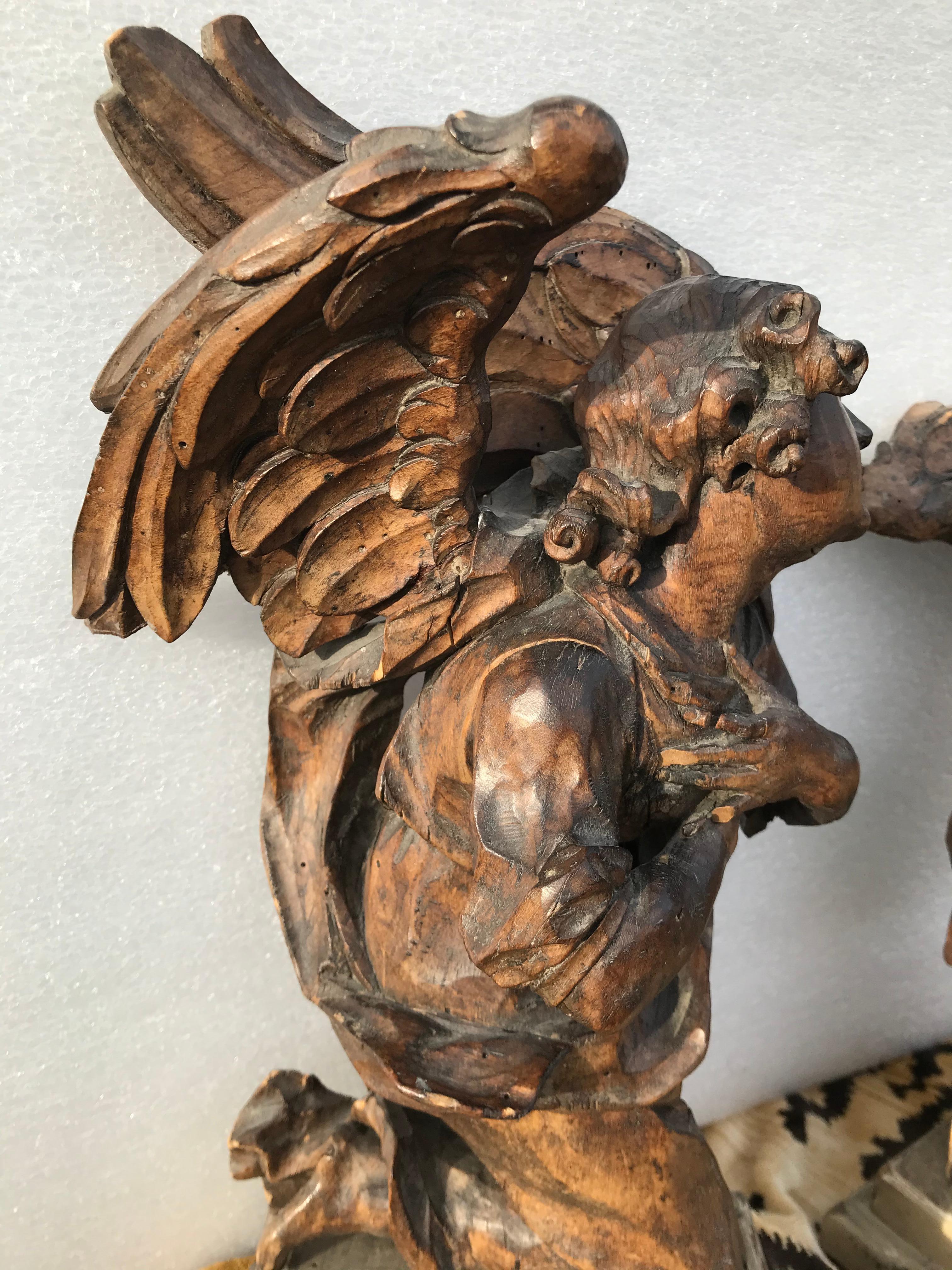 Carved Set of Walnut Archangels Figures Venetian School 1