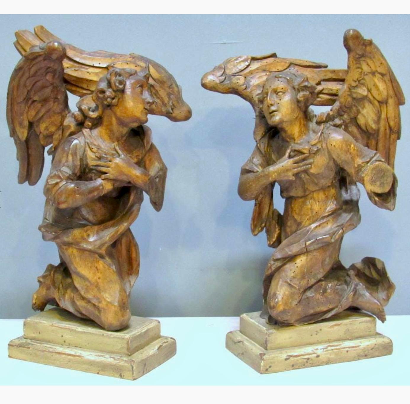 Carved Set of Walnut Archangels Figures Venetian School 2
