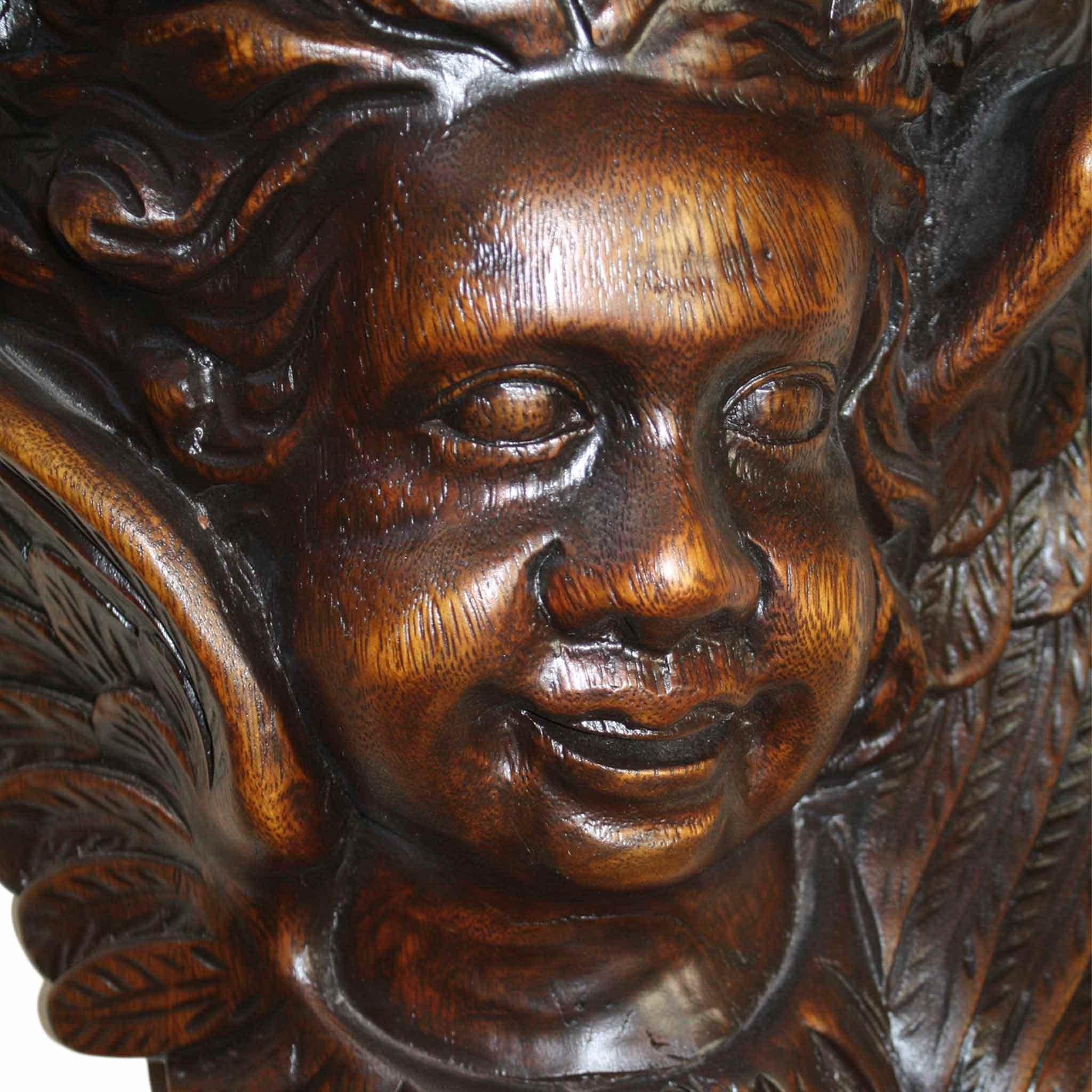 Baroque Carved Shelf with Cherub Faces
