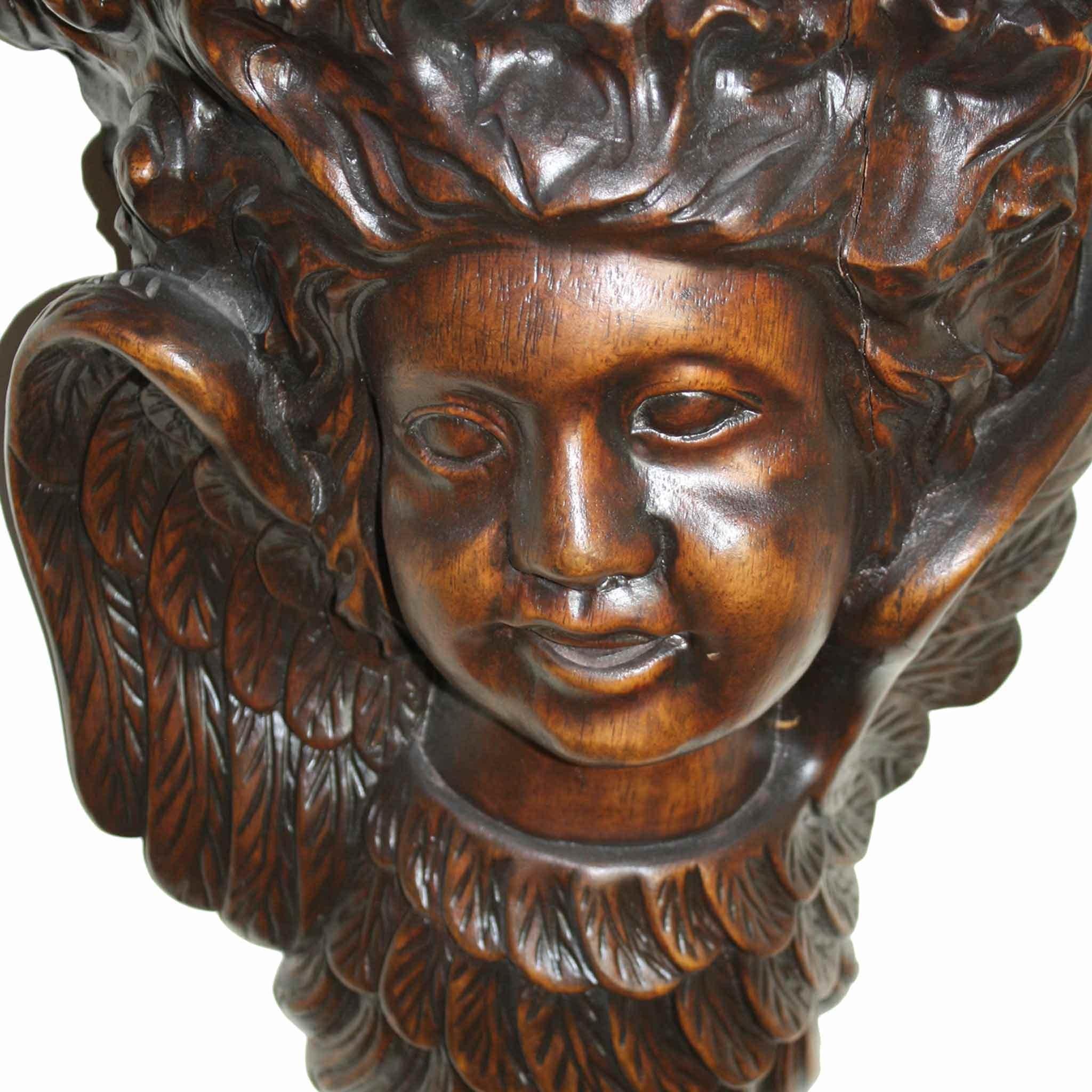 American Carved Shelf with Cherub Faces