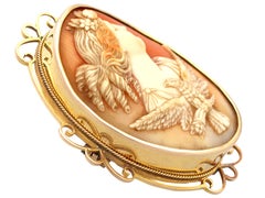Victorian Carved Shell and Yellow Gold Cameo Brooch