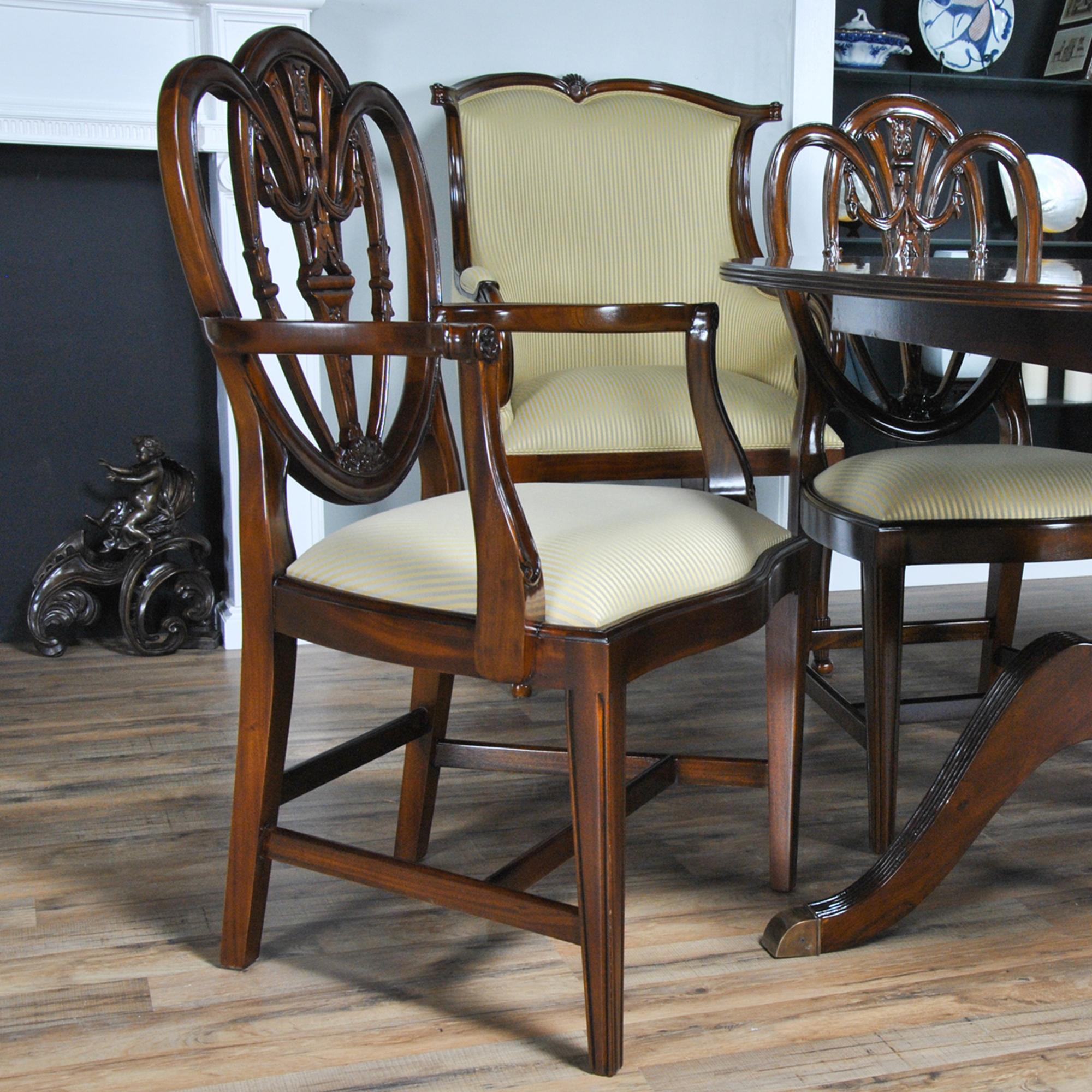 Carved Shield Back Chairs, Set of 10 For Sale 4