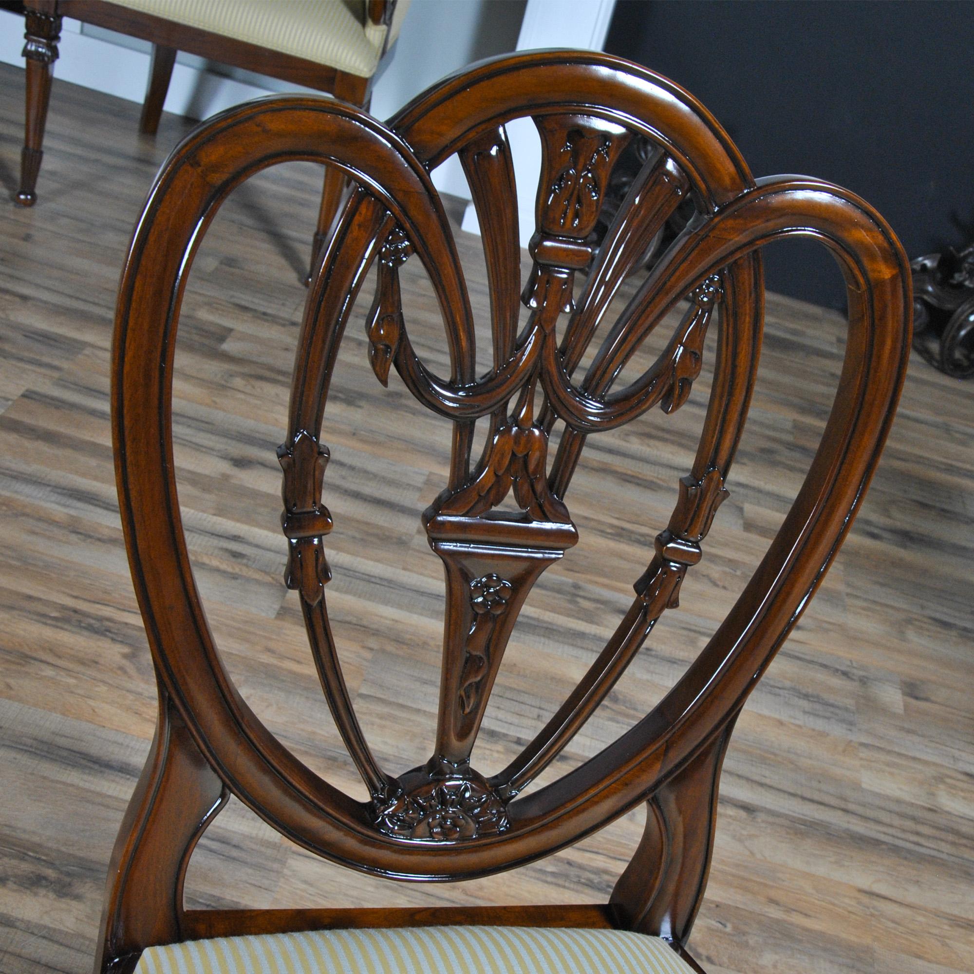 Carved Shield Back Chairs, Set of 10 For Sale 7