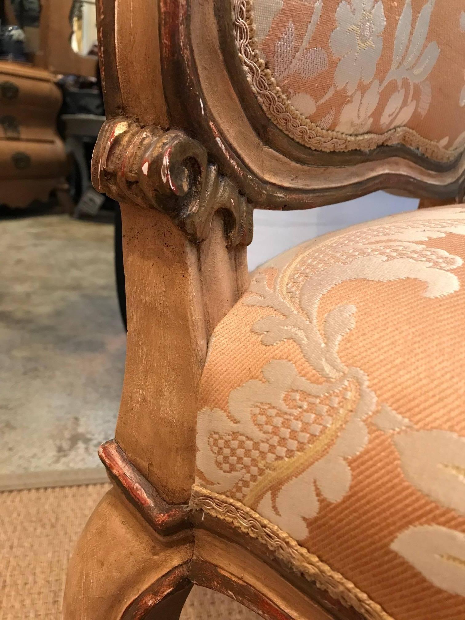 Fabric Carved Side Chair For Sale