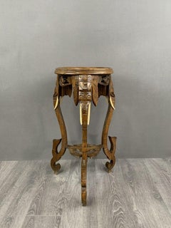 Carved Side Table With Elephant Heads Early 20th Century