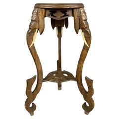 Carved Side Table With Elephant Heads Early 20th Century