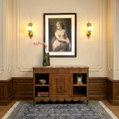 Geschnitzte Anrichte aus der Österreichisch-Ungarischen Monarchie mit Marmorplatte, Anfang 1910er Jahre