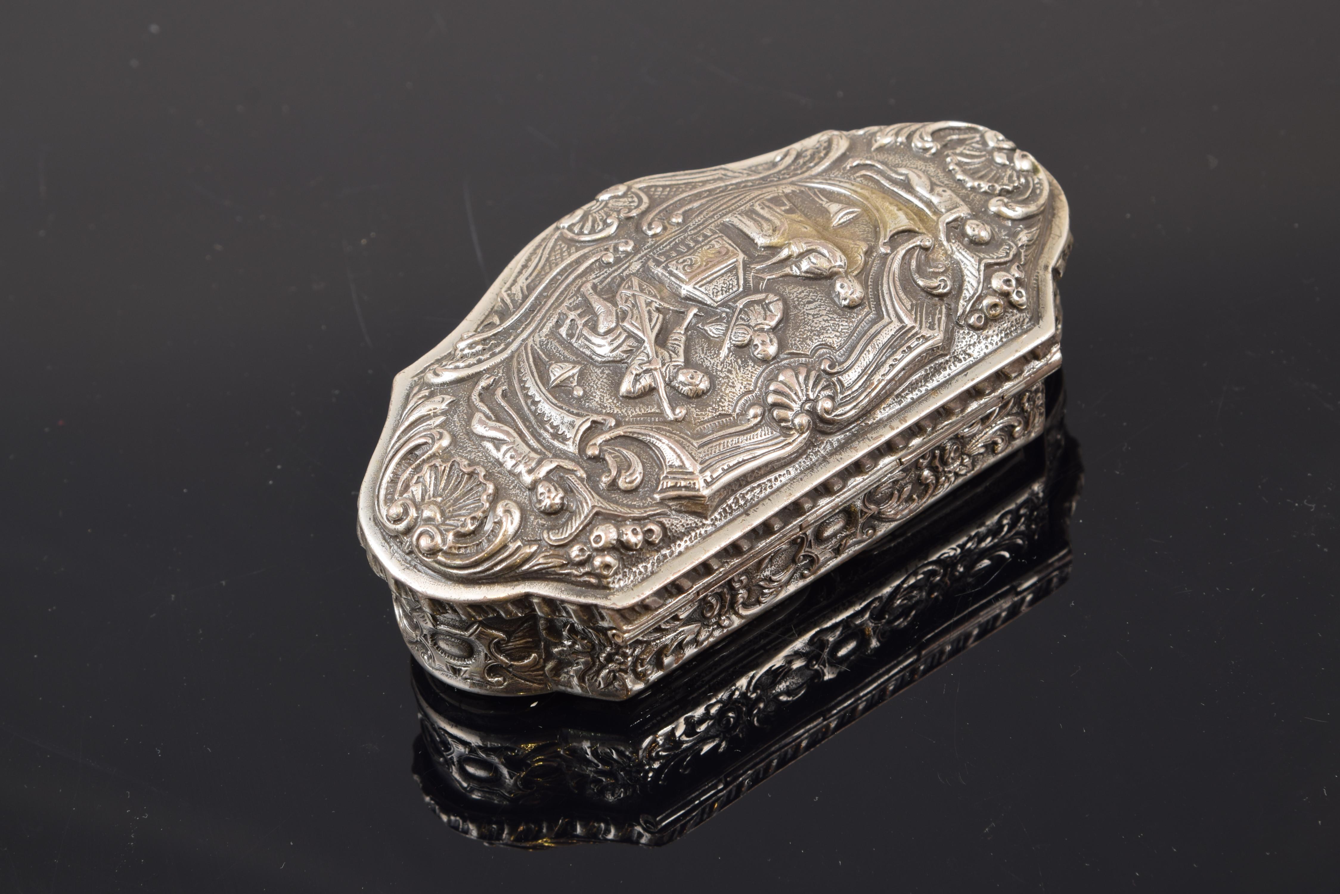 Rococo Revival Carved Silver Box, 20th Century For Sale