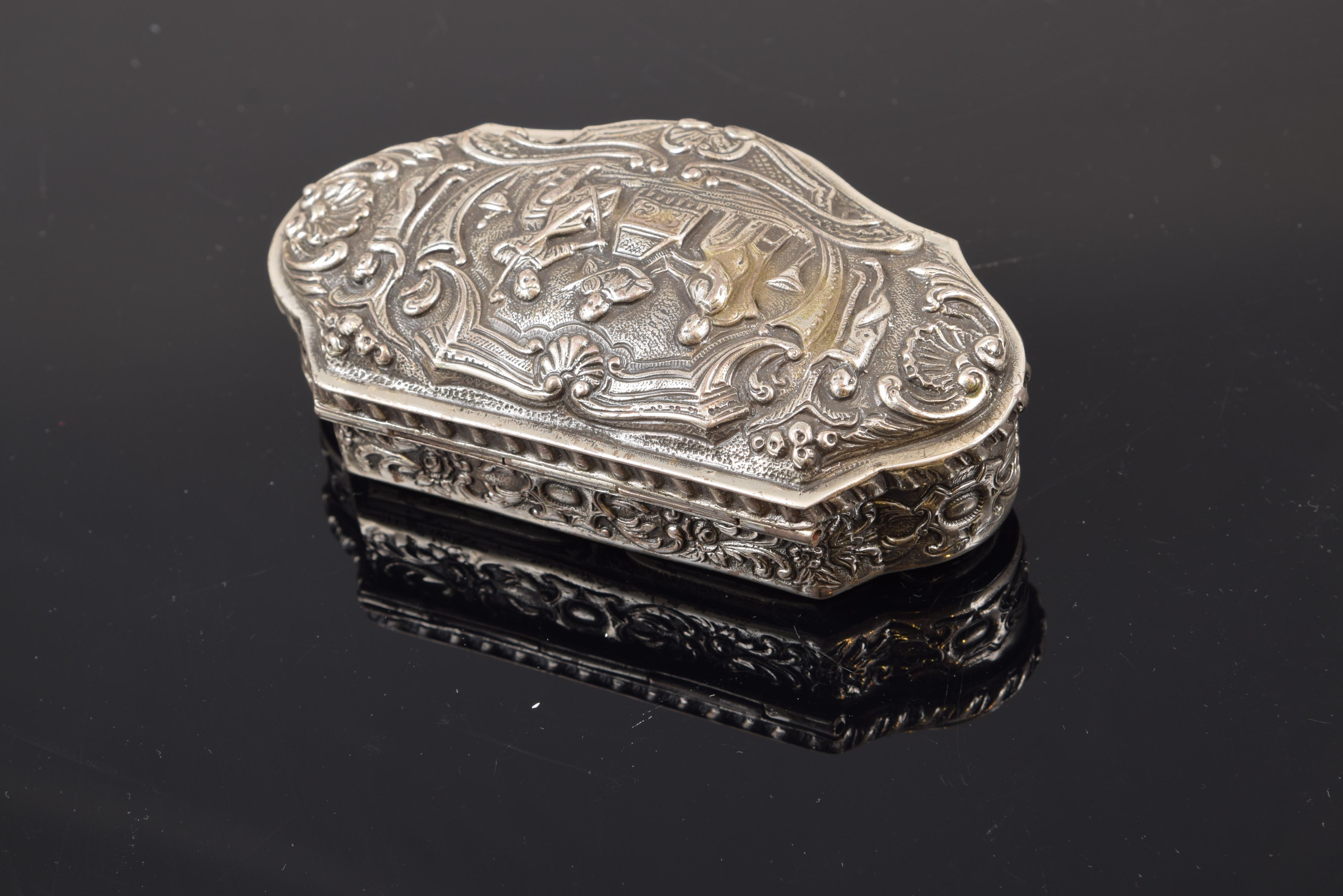 European Carved Silver Box, 20th Century For Sale