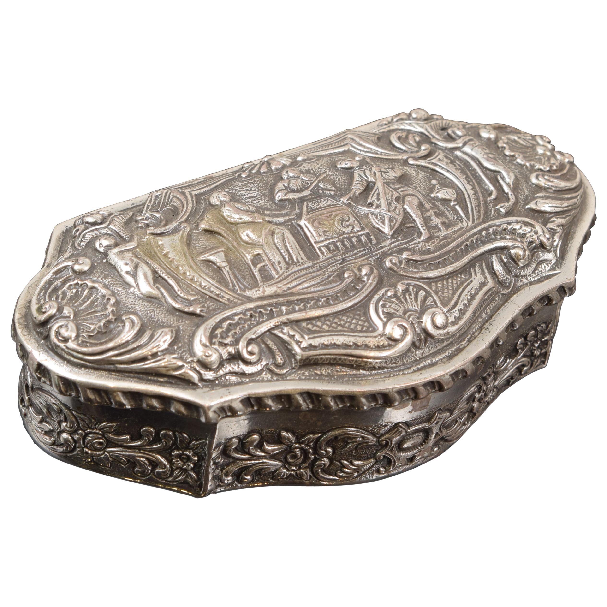 Carved Silver Box, 20th Century