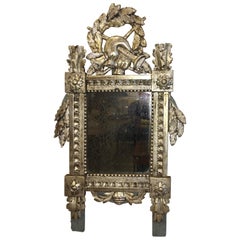 Carved Silver, Gilt Louis XVI French Provincial Mirror