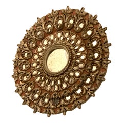 Carved Silver-Leafed Wood Sunburst Mirror