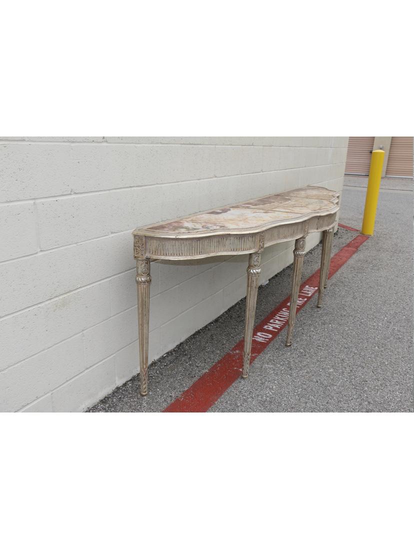 American Carved Silver Wood Console Table