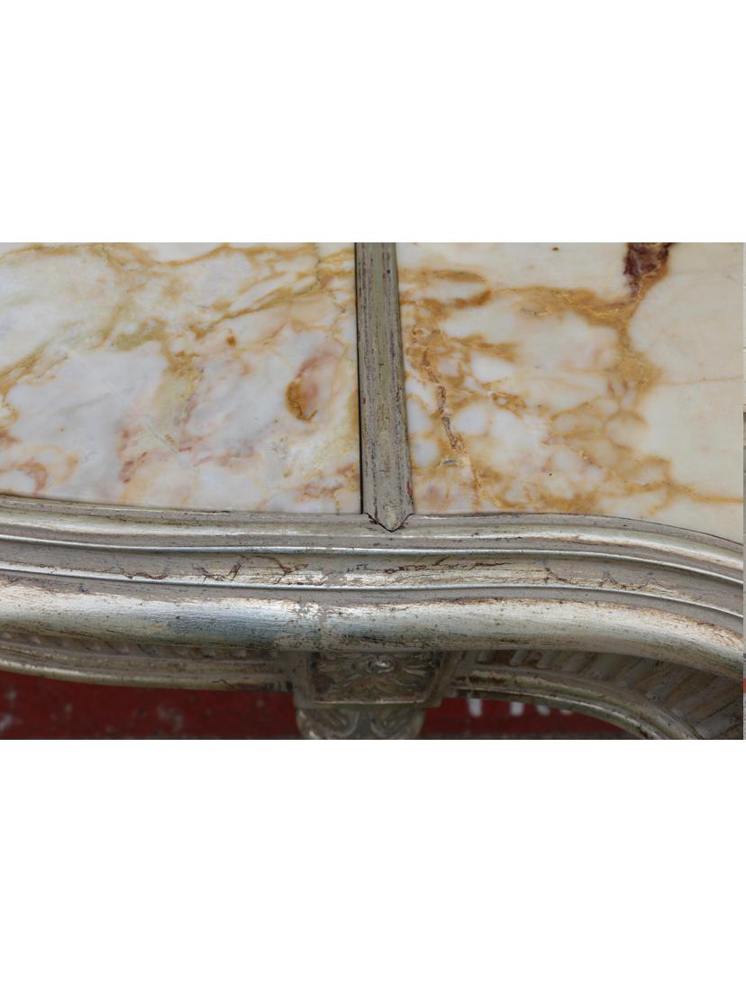Carved Silver Wood Console Table In Good Condition In North Hollywood, CA