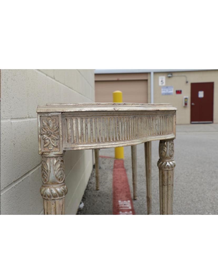 Carved Silver Wood Console Table 1